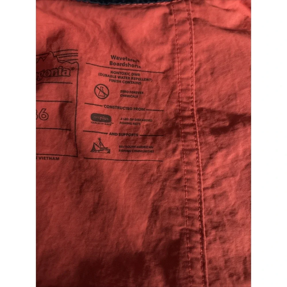 Patagonia Mens Unlined Wavefarer Board Shorts‎ Swim Surf Salmon 100% Nylon 36